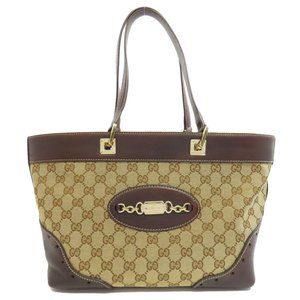 Gucci 145993 GG Tote Bag Canvas Leather Women's GUCCI